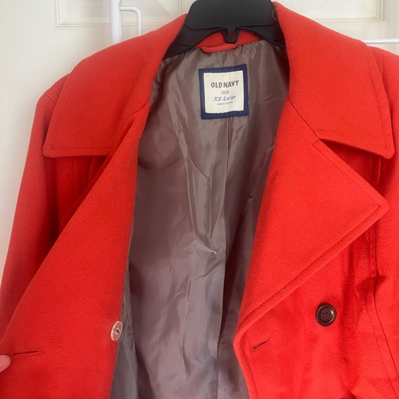 Old Navy Orange Pea Coat - Picture 4 of 6